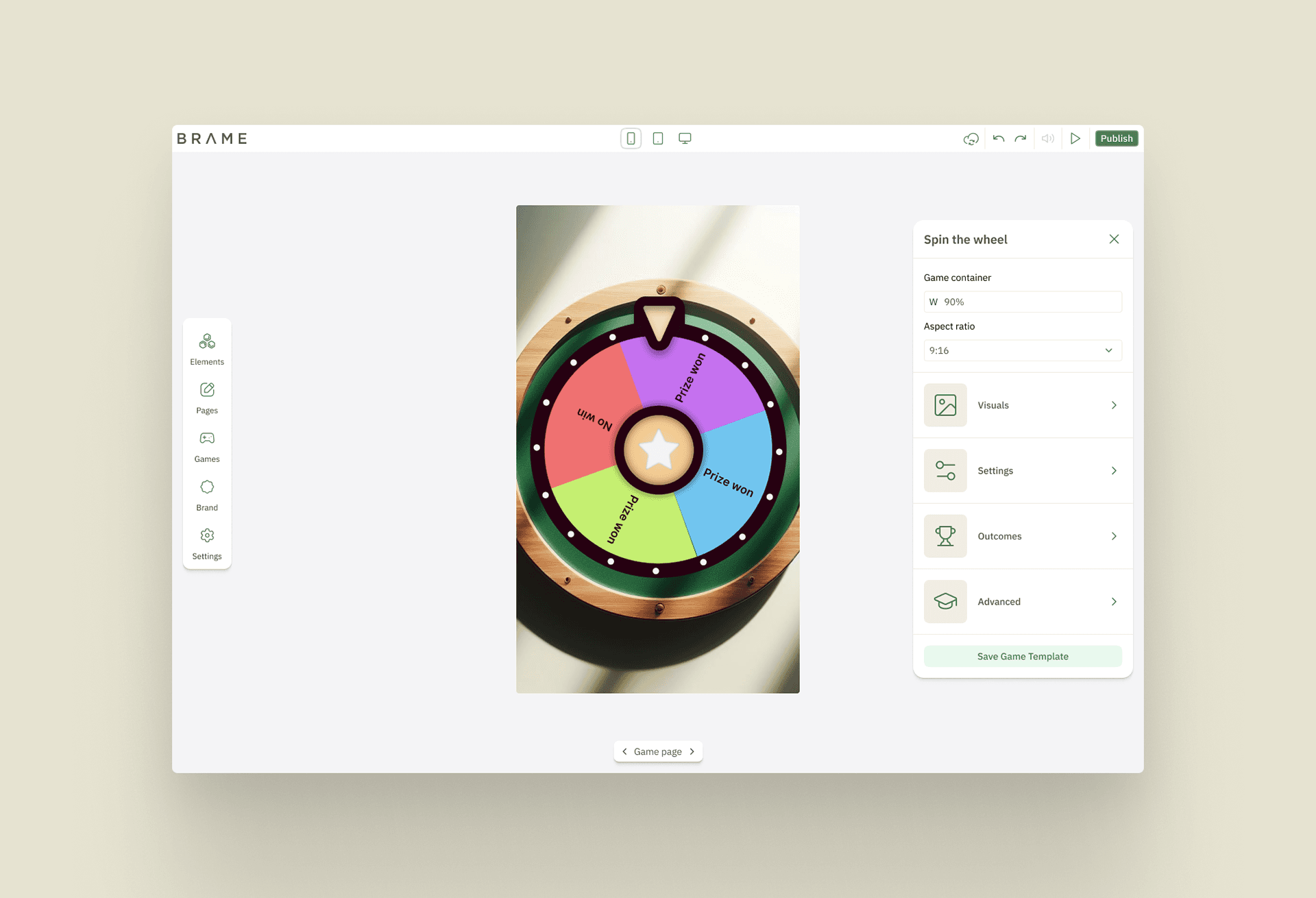 Brame Studio — Spin the Wheel game template