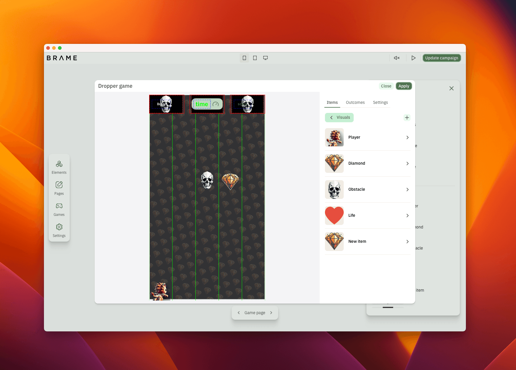 Brame Studio — Dropper game editor